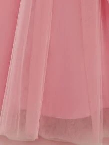 少女优雅长款薄纱连衣裙，适合派对、活动、晚宴等场合 - 不含头饰 - 藕粉色 - 查看 8