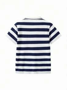 Balabala 男童T恤新款夏季兒童短袖Polo衫 - 藍白色 - 查看 5