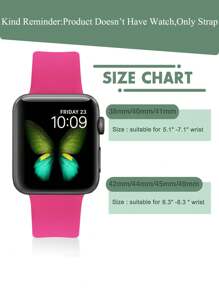 1条玫瑰粉色可爱柔软硅胶运动表带，蝴蝶扣设计，舒适可调节防水腕带，适用于 38/40/41/42/44/45/46/49mm，适用于 Series Ultra/SE/11/10/9/8/7/6/5/4/3/2/1，智能手表配件 - 芭比粉 - 查看 8