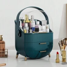 LIVINGANDHOME 14 Colors Multi-Function Makeup Storage Case, Cosmetics Organizer, Jewelry Organizer Case, Finishing Box, Makeup Storage Box, Cosmetic Box, JewelryBox, Makeup Organizer, Makeup Storage Organizer,Cabinet Decorative - Dark Green - View 2