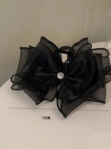 1pc High-End Princess Hair Clip With Black Mesh Bowknot, Chic Hair Claw And Bow, For Occasion Elegant Hair Clips Hair Jaw Clip Hair Clamps Hair Clutch Hair Catcher Clip, Claw Clip Fall Winter Hair Accessories For Women For Vacation Outfits Woman
