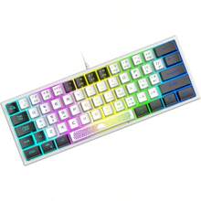 Ziyou Lang K61 60% Wired Gaming Keyboard Ultra-Compact Mechanical-Feeling Membrane Keyboard With Rgb Backlit Waterproof For Pc Gamer - Black and White - View 4