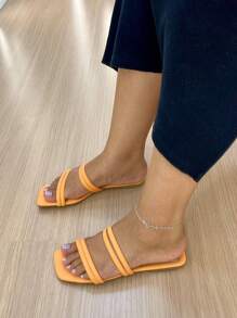 Women Flat Sandals - 橘色 - 查看 1