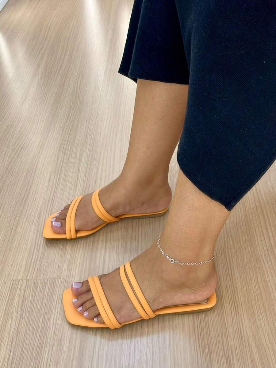 Women Flat Sandals - 橘色 - 查看 1