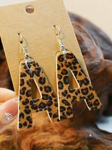 26入組西式老豹印花柔軟雙面皮革耳環,帶英文字母,適合女性 - 皮革耳環 - 查看 27