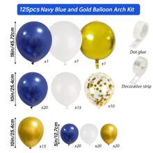 1 set de kit de arco y guirnalda de globos azul marino, dorado, plateado y blanco. Globos de látex metálicos dorados, blancos y confeti de colores variados, en diferentes tamaños, para decoración de despedida de soltera, cumpleaños, boda, aniversario y graduación - Varios estilos disponibles - Multicolor - Ver 3