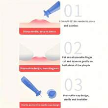 50pcs/Set Blackhead Removal Tools, Professional Disposable Acne Needle, Whitehead & Blackhead Extractor, Salon Acne Removal Tools - Blue - View 2