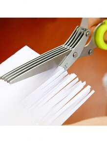 Scallion Cutter. Sharp Kitchen Tool. Stainless Steel Five-Layer Scallion Cutter. Seaweed Shredder Scissors. Multi-Layer Powerful Scissors - Multicolor - View 3