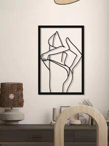 1 Miếng Tối giản hiện đại Trang trí tường Trừu tượng Nữ Bikini Treo tranh Giường đơn Vẽ đường thẳng Kim loại Tường Điêu khắc Đối với Phòng khách , Phòng tắm , Đen - màu đen - Xem 6