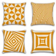 4pcs Lanh Vỏ gối Đương thời Đơn giản Mẫu sọc Trang trí Cái đệm Loại vỏ Đối với Phòng khách Sofa - Màu vàng - Xem 2