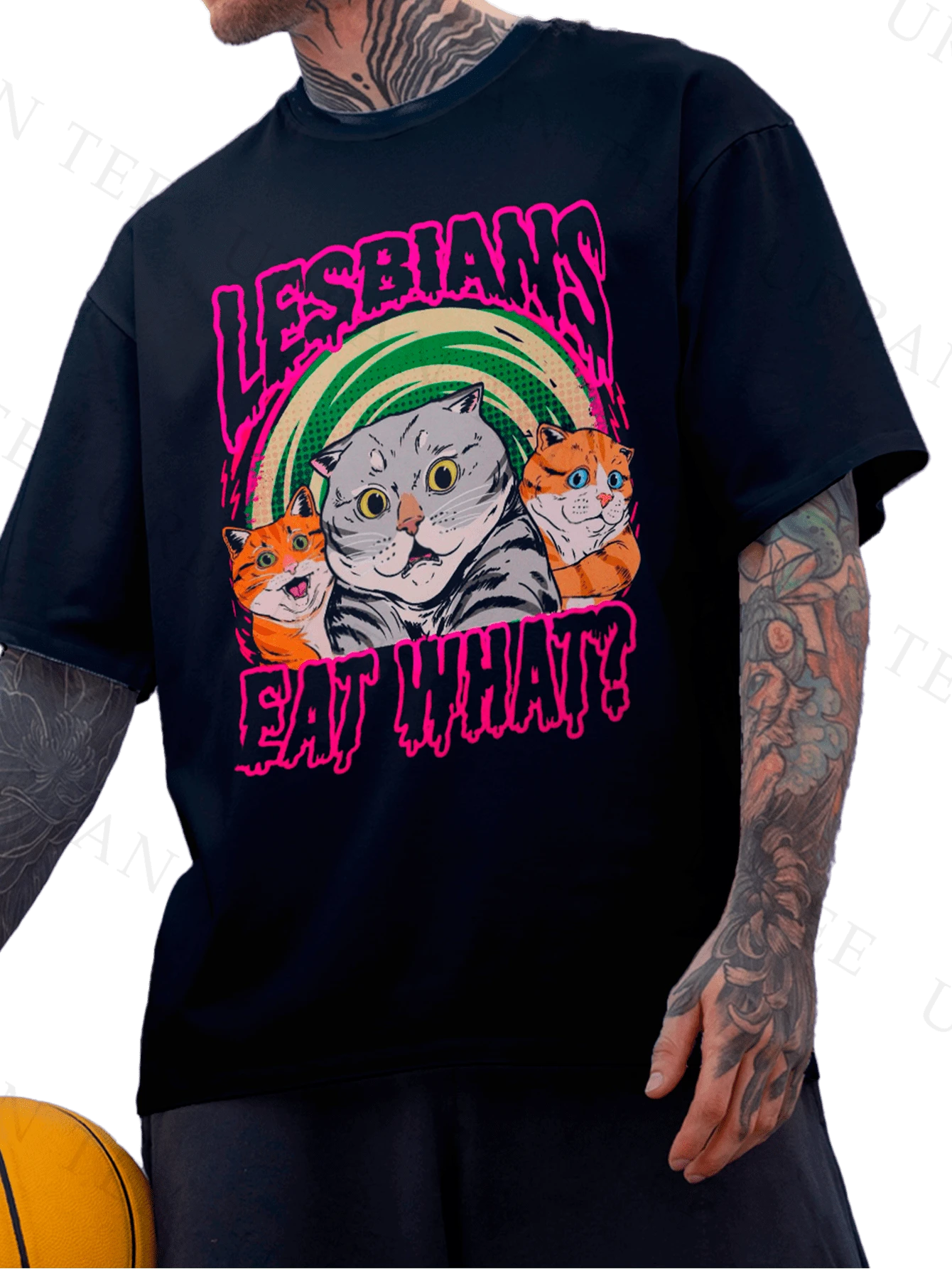Men T-Shirts - 黑色 - 查看 1