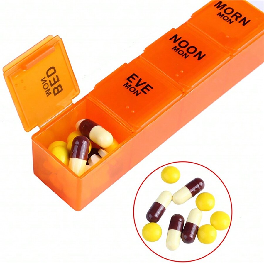 Weekly Pill Organizer 4 Times A Day, Daily Pill Box 7 Day, Large Travel