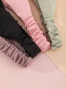 4件套女士发饰布艺发带，简约纯色、十字纹、花卉印花设计，适合日常佩戴，休闲头巾式发带，秋冬季节发带，度假装扮，优雅围巾式女士头巾，柔软头巾 - 彩色 - 查看 2