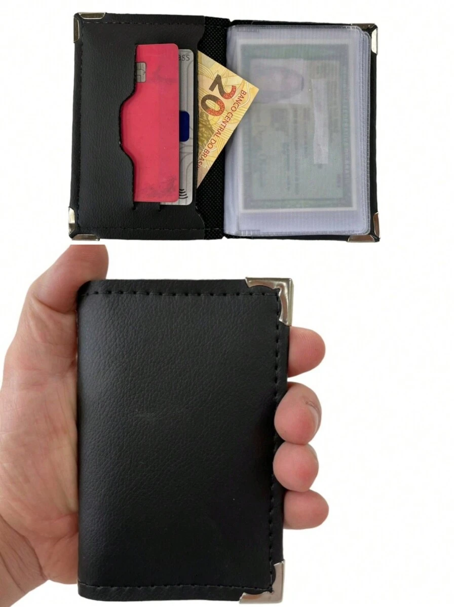 Carteira Masculina Slim Porta Cartão Porta Documentos - Preto - Visão 1