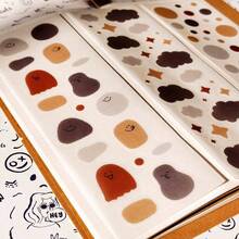 3 Hojas Pegatinas Lindas De Emoji Y Materiales De Papel Vintage/color Marrón - Multicolor - Ver 5