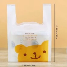50入組塑料購物袋,餐廳袋-大量t恤塑料袋-(12.5" X 7.5")白色/小熊/鹿款 - 熊 - 查看 2