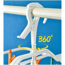 1pc Foldable Windproof Clothes Drying Rack, Elliptical Plastic Laundry Hanger With 20 Clips, Rotatable And Stackable - Grey - View 3