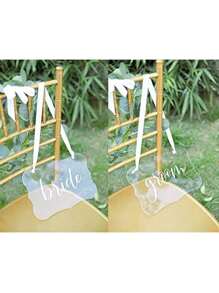 1 Miếng DIY Trong sáng Trống Acrylic Treo Dấu hiệu , Thanh lịch Cô dâu Và Chải ngựa Cái ghế Dấu hiệu Cho đám cưới - trong suốt - Xem 7