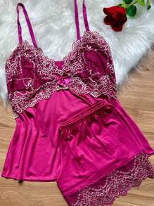 Women Pajama Sets - Hot Pink - View 2