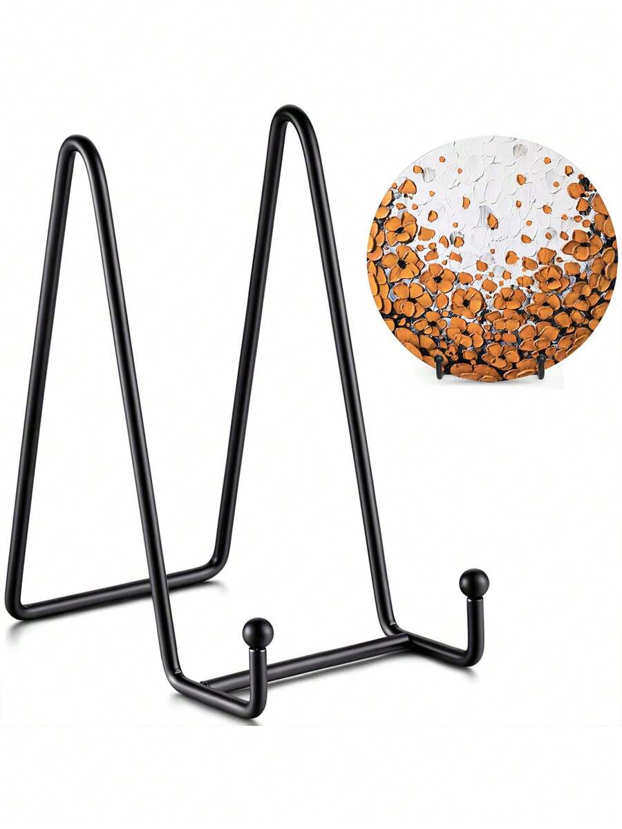 2 包 6 英寸盘子支架，用于展示图片，金属框架支架，用于书籍、照片和盘子，桌面艺术，装饰盘