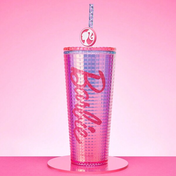 Miniso 775ml Barbie Colors Plastic Tumbler Double Layer Cup With Straw For Outdoor Travel Or School