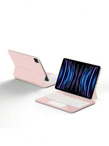 Funda con teclado en español compatible con iPad Pro de 11 pulgadas 3ª y 2ª generación, iPad Pro de 12.9 pulgadas 6ª generación 2018-2022, iPad Air 5ª y 4ª generación de 10.9 pulgadas, iPad de 10ª generación. Cubierta inteligente magnética, teclado mágico inalámbrico con trackpad y retroiluminación, color rosa - Rosa-Español - Ver 6