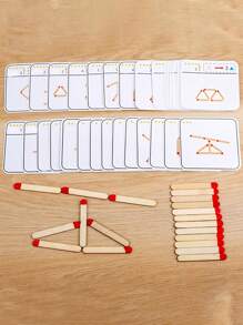 1pc Matches Puzzle Game Wooden Toys DIY, Math Geometry Board Game Thinking Match Logic Training Educational Toys, For KidsLearning Hobbies - Multicolor - View 7