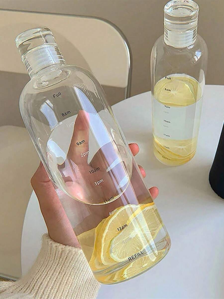 1 件 500/750 毫升透明塑料水瓶，带时间刻度的简易水瓶，便携式果汁牛奶杯运动水杯，适用于户外、露营 - 無色 - 查看 1