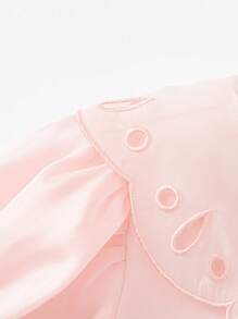 Balabala 少女夏季甜美蓬鬆網紗圓領泡泡袖公主連衣裙粉色 - 粉色 - 查看 3