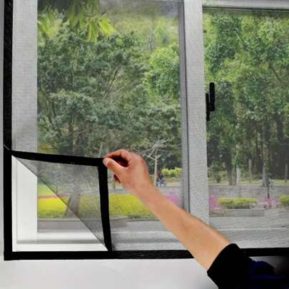 1 Set DIY Self-Adhesive Window Screen Netting Mesh Curtain, Anti-Mosquito Cuttable Window Screen With Sticky Tape, Fitted To Multiple Windows, Home Improvement