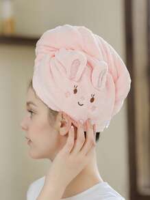 1pc Rabbit Shaped Quick-Drying Hair Cap, Cute Soft Absorbent Hair Drying Towel For Home Use