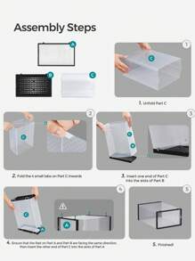 SONGMICS Cajas para Zapatos, Juego de 18 Organizadores para Zapatos, Plástico Transparente Apilables para Armario, Zapatillas, 25,2 x 35 x 19 cm, hasta Talla 47,5, Transparente y Negro LSP007B18 - Negro - Ver 7