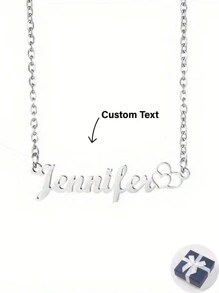 客製化桃心吊墜項鍊,適用於母親節、朋友、家人、生日禮物、diy - 銀色 - 查看 1