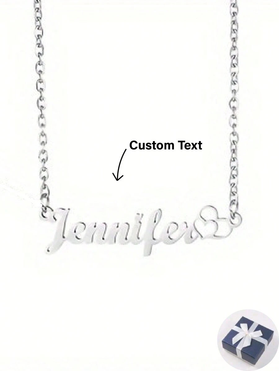 客製化桃心吊墜項鍊,適用於母親節、朋友、家人、生日禮物、diy - 銀色 - 查看 1