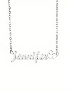 客製化桃心吊墜項鍊,適用於母親節、朋友、家人、生日禮物、diy - 銀色 - 查看 2