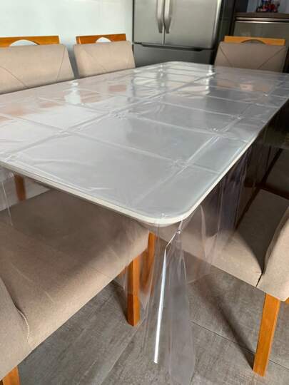 Toalha de Mesa 4, 6, 8 e 10 Lugares Transparente Impermeável  Plástico PVC
