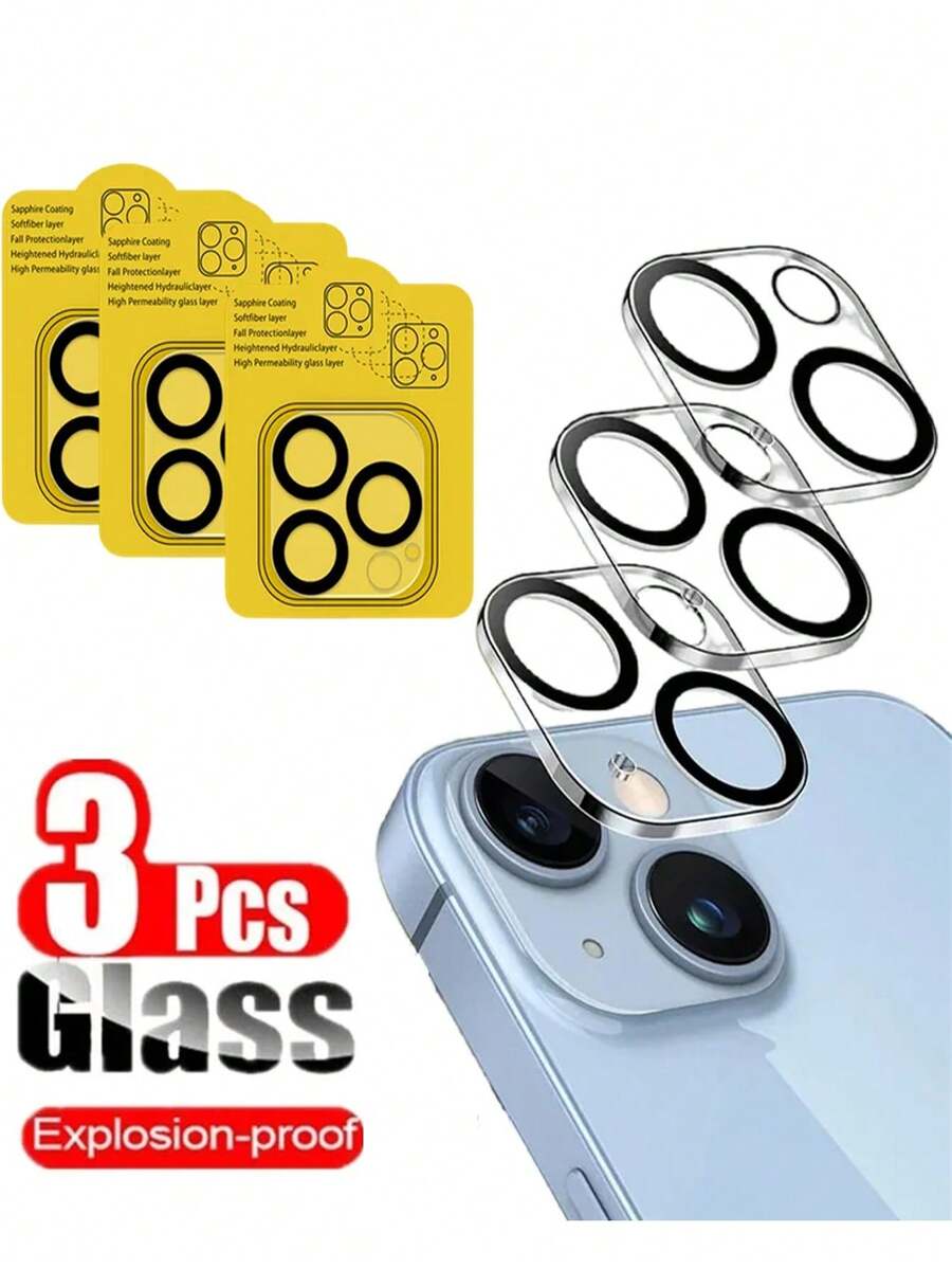 3入組9h全覆蓋相機鏡頭保護貼,適用於iphone 15 Plus 14 13 Mini 12 11 Pro Max,具備耐刮花鋼化玻璃膜