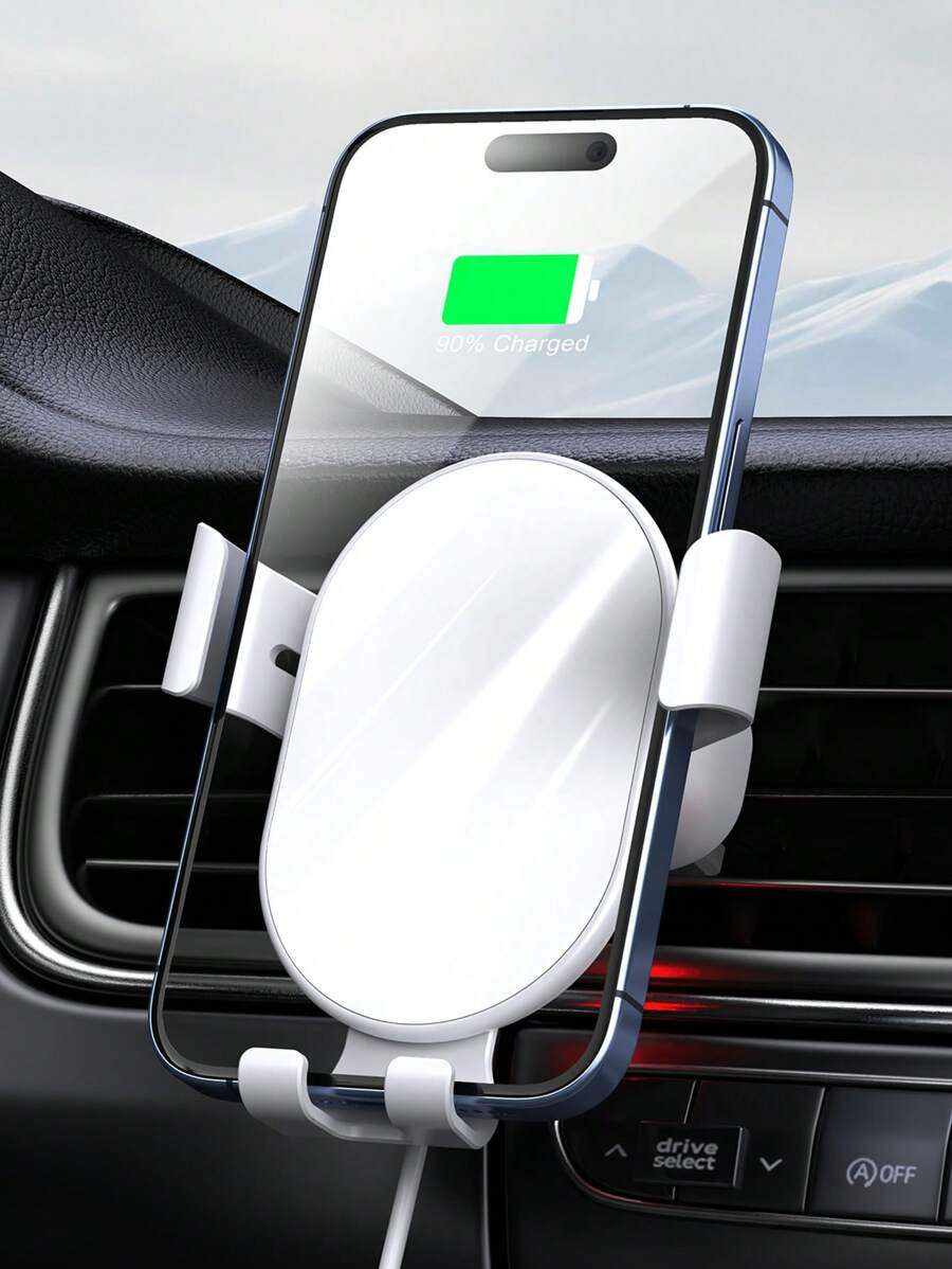 15w重力感應汽車無線充電器,適用於蘋果、三星、安卓qi標準具有無線充電功能的智能手機,如iphone 8/x/11/12/13/14/15系列 - 白色 - 查看 1