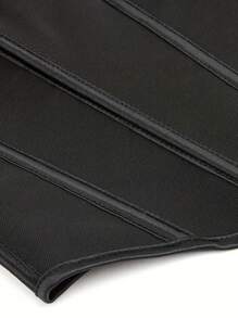 New Arrival Black Matte Textured Strapless Corset Crop Top For Women, Sexy Palace Style, Suitable For Wearing With A Dress, For Halloween - Black - View 6