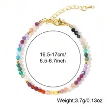 1 Stück Armband im Boho-Stil, 18 Karat vergoldet, mit mehrfarbigen Edelstein-Perlen für Frauen, schönes Schmuckgeschenk, geeignet für den täglichen Gebrauch, Paar oder beste Freundinnen