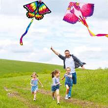 Pipa com padrão de desenho animado que é fácil de voar em baixa velocidade do vento, adequada para iniciantes, ideal para atividades ao ar livre em família, praias, parques, vem com linha de voo, helicóptero voando multicolorido - multicolorido - Ver 4