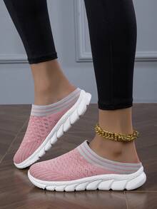 Sommerliche Atmungsaktive Mesh Slip-on Loafers Für Damen, Rosa Outdoor Hausschuhe Für Legere Anlässe - Pink - Übersicht 2