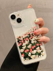 1 件玫瑰花透明防震手机壳适用于 16 15 14 13 12 11 Pro Max 防水防摔防刮