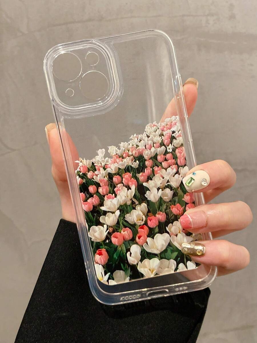 1 件玫瑰花透明防震手机壳适用于 16 15 14 13 12 11 Pro Max 防水防摔防刮