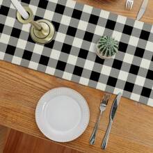 1pc, Table Runner, Lbuffalo Plaid Bee Printed Table Runner, Rustic Farmhouse Spring Seasonal Table Runner, Kitchen Dinging Table Decoration - Multicolor - View 4