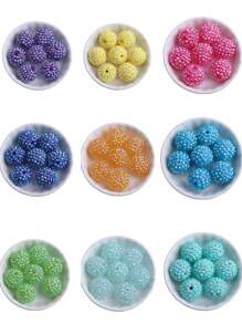 18x20mm 10 Stück Chunky runde bunte Harz Strass Kugelperlen für Bubblegum Halsketten Schmuck - Verschiedenfarbig - Übersicht 4