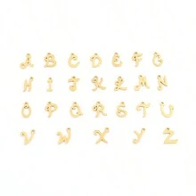 1入新款時尚不鏽鋼首字母吊墜項鍊女士 - 金黃色 - 查看 4