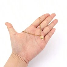 1入新款時尚不鏽鋼首字母吊墜項鍊女士 - 金黃色 - 查看 3