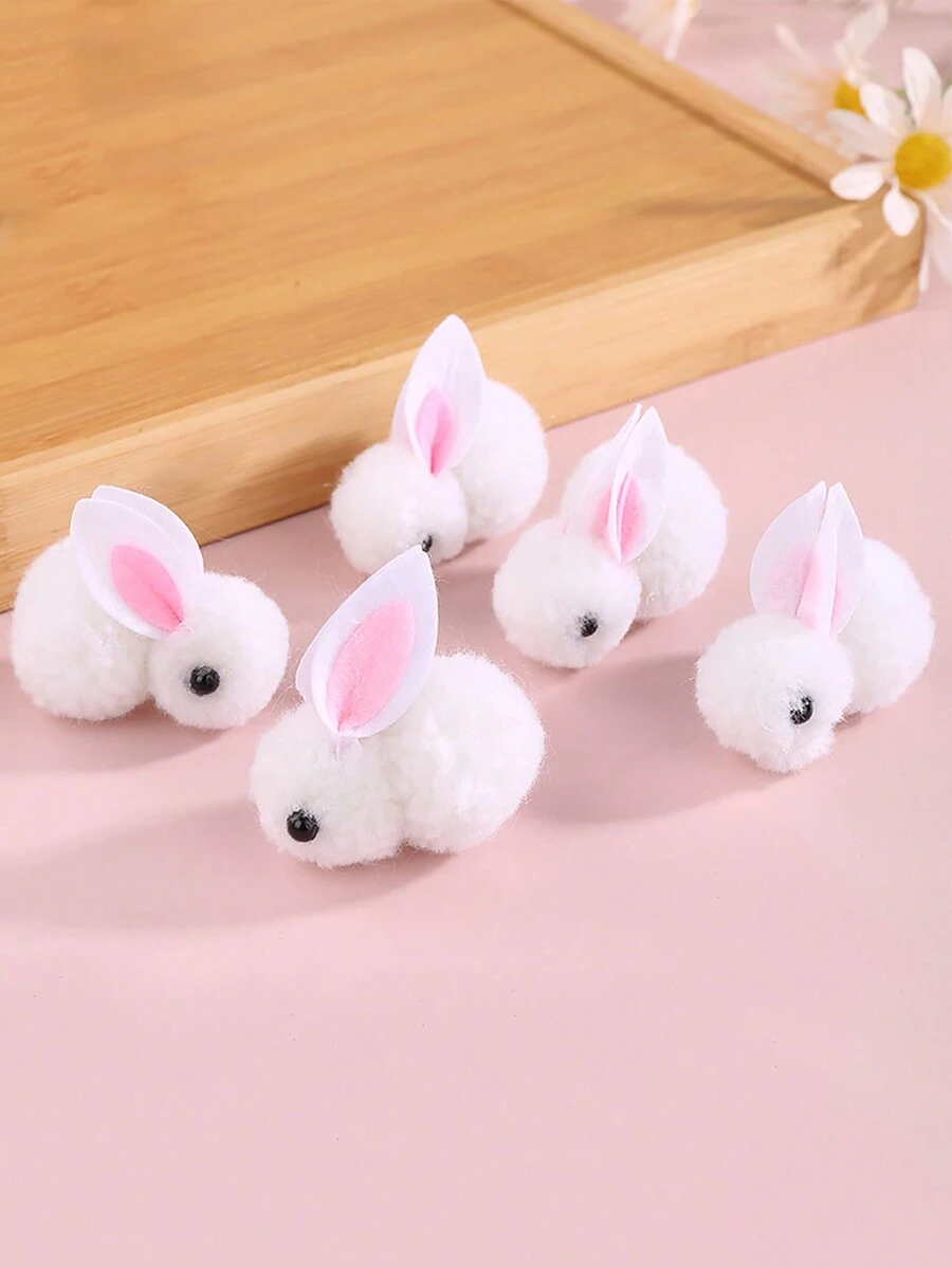 10 Piezas Materiales De Conejo De Peluche Blanco Lindos Para Bricolaje, Accesorios - Blanco - Ver 1