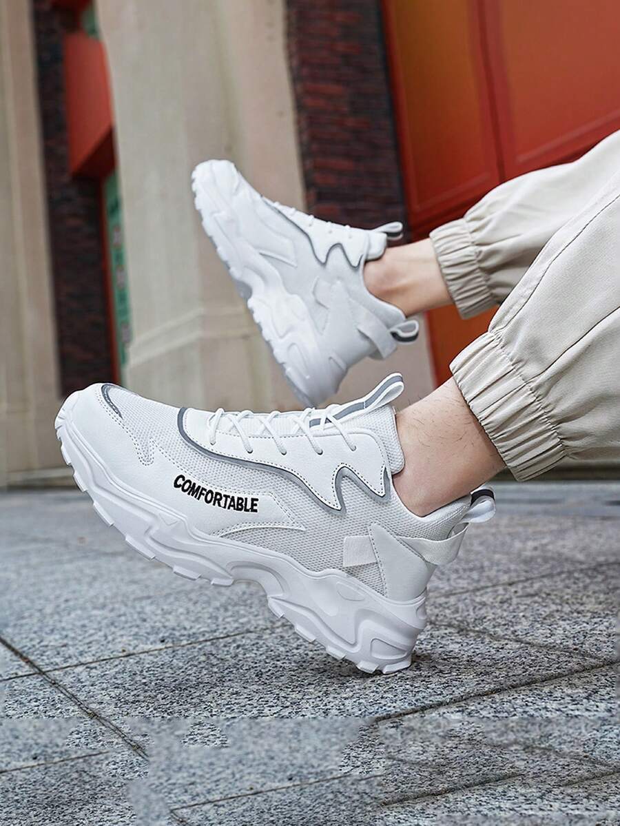 Giày tăng chiều cao nam thời trang thông thường Giày chạy bộ ngoài trời Chunky - trắng - Xem 1